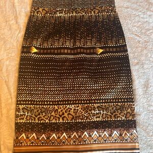 Roberto Cavalli CLASS Black and Gold Patterned Pencil Skirt